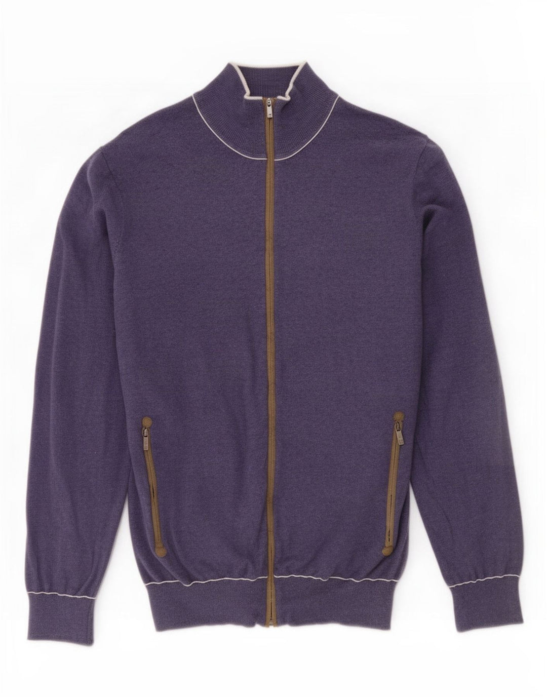 Ανδρικό πουλόβερ ζακέτα Massimo Dutti, μεσαίο μπλε βαμβακερό