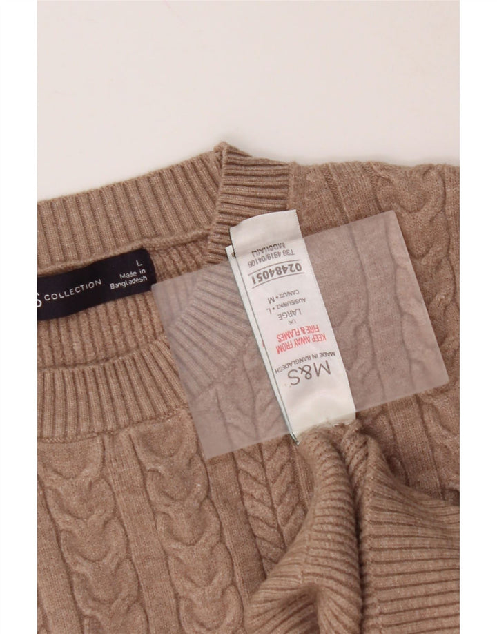 MARKS & SPENCER Γυναικείο πουλόβερ Crop Crew Neck Jumper UK 16 Large Brown