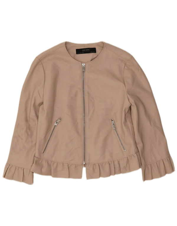 Zara Γυναικείο μπουφάν Bolero με 3/4 μανίκια UK 12 Medium Beige