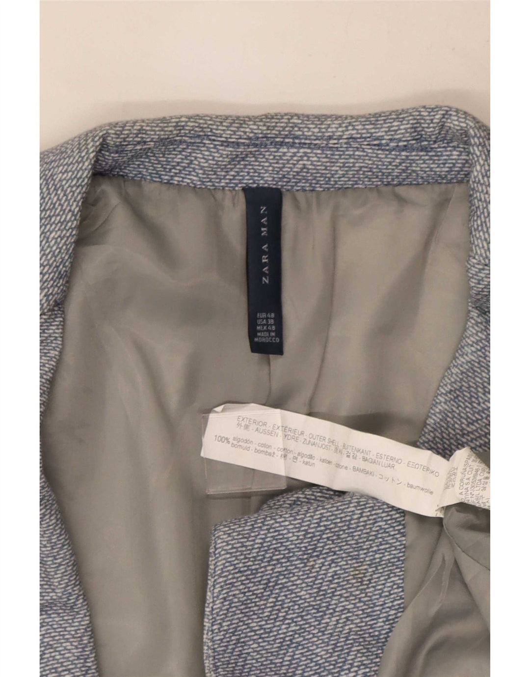 Zara Ανδρικό μπλέιζερ με 2 κουμπιά μπουφάν EU 48 Μεσαίο μπλε βαμβακερό