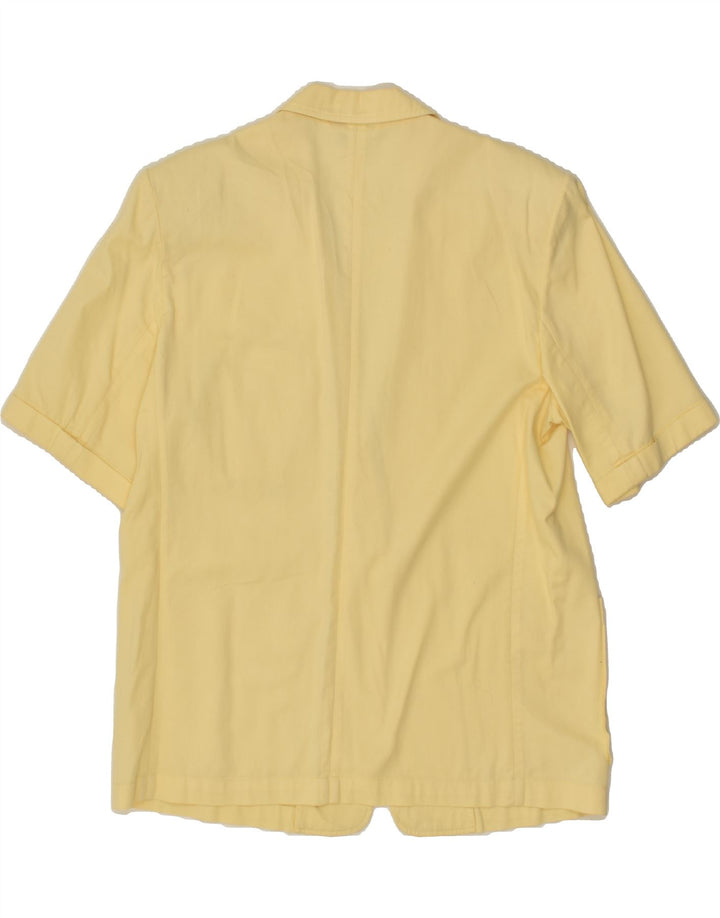 BALLOON Womens 1 Button Short Sleeve Blazer Jacket UK 14 Large Yellow | Vintage Balloon | Thrift | Second-Hand Balloon | Used Clothing | Messina Hembry 