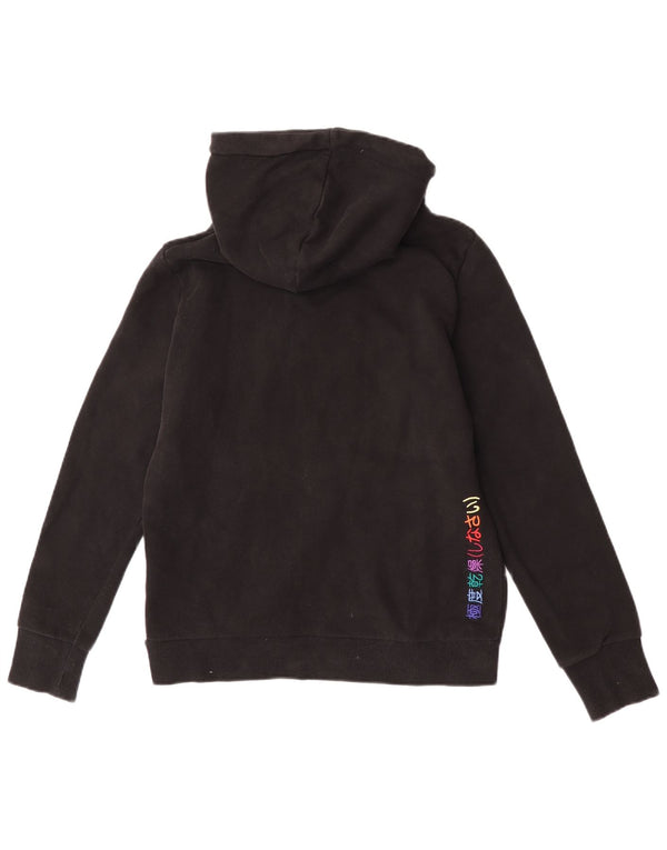 Superdry Womens Graphic Hoodie Jumper UK 12 Medium  Black Cotton