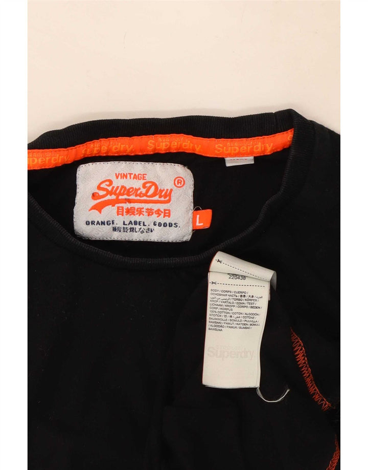 Ανδρικό τοπ Superdry μακρυμάνικο μεγάλο μαύρο βαμβακερό