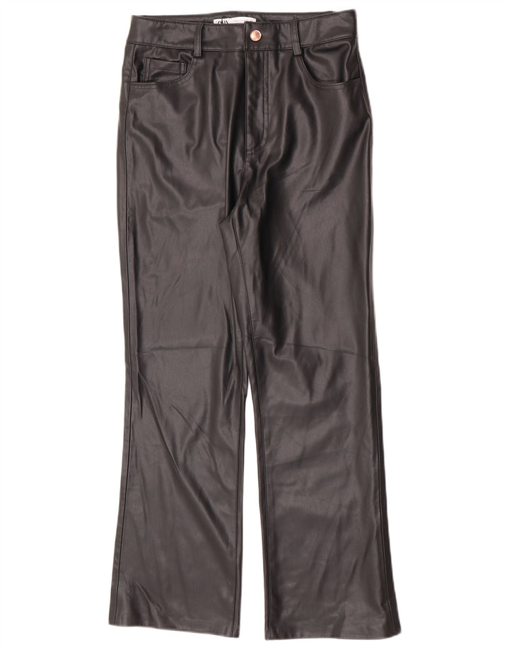 Zara γυναικείο μποτάκι από συνθετικό δέρμα παντελόνι EU 38 Small W28 L26 μαύρο