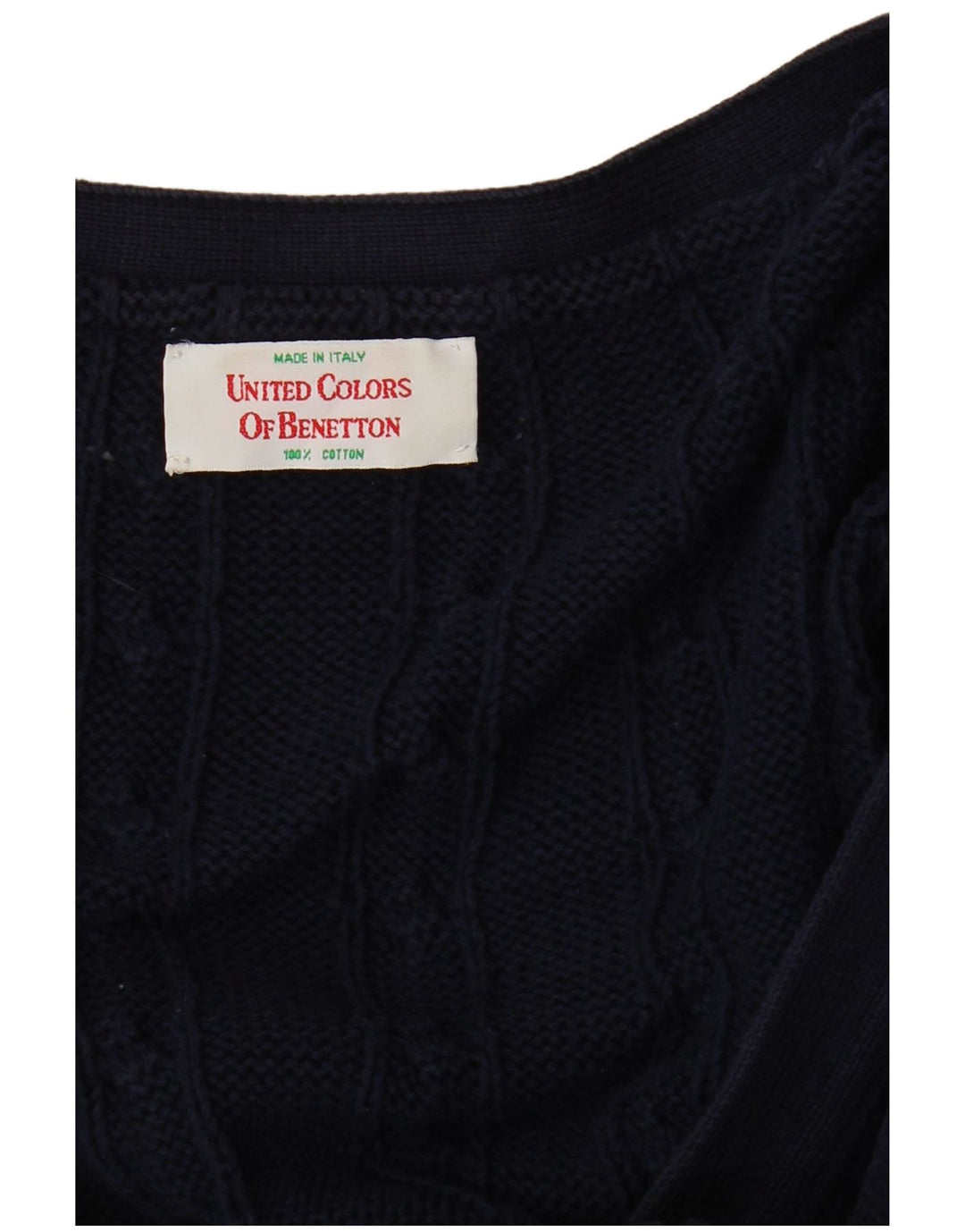 BENETTON Ανδρική Ζακέτα πουλόβερ Μεγάλο Ναυτικό Βαμβακερό