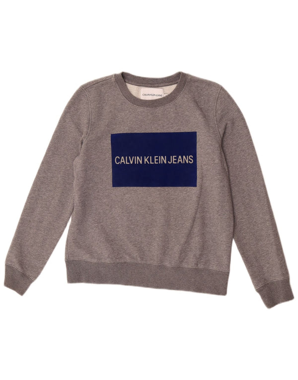 Γυναικείο γραφικό φούτερ Calvin Klein Jeans Jumper UK 14 Medium Grey