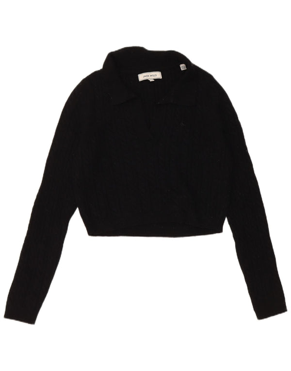 Jack Wills Γυναικείο πουλόβερ με λαιμόκοψη UK 14 Large Μαύρο