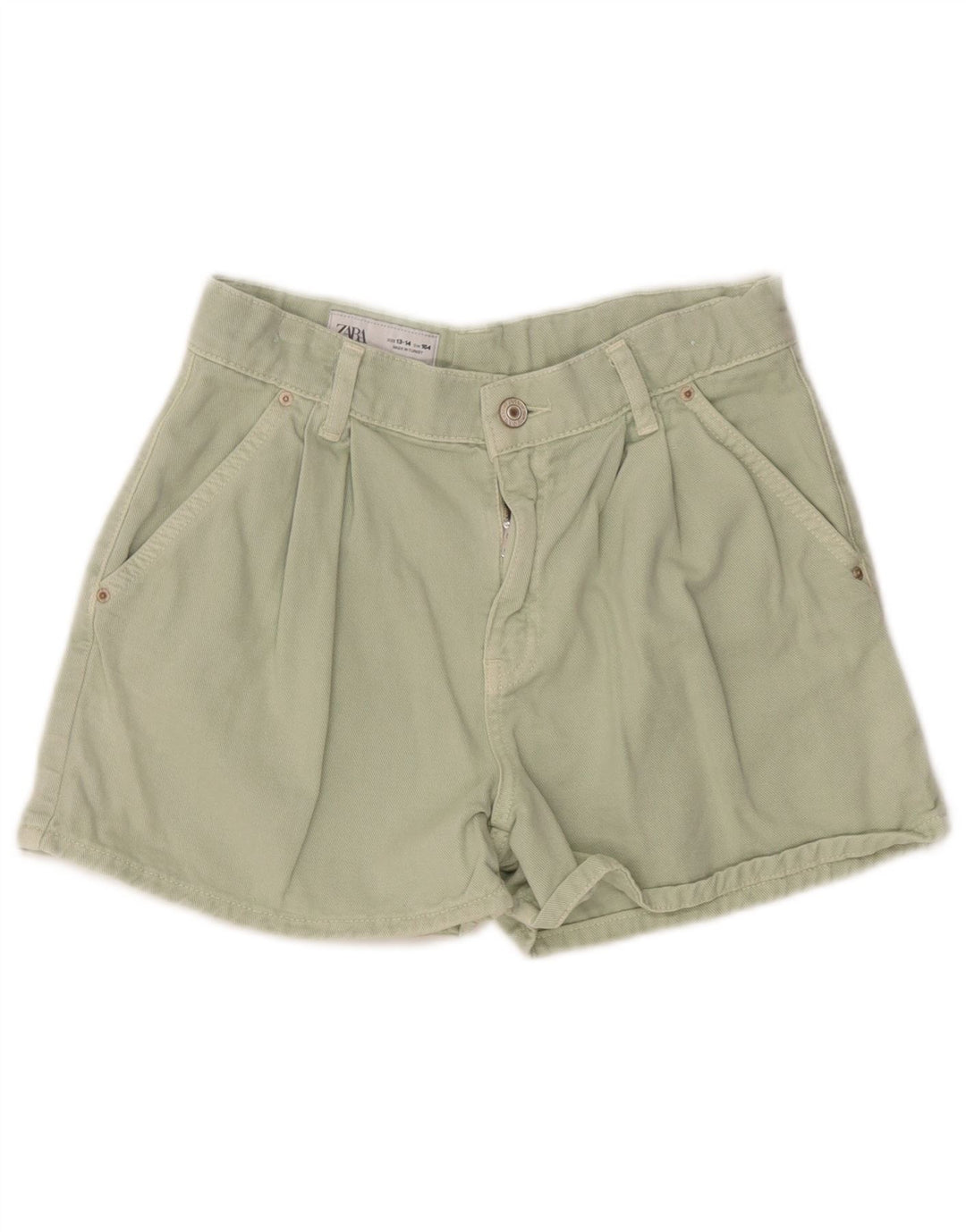 ZARA Girls Pegged Chino Shorts 13-14 Years W26 Green