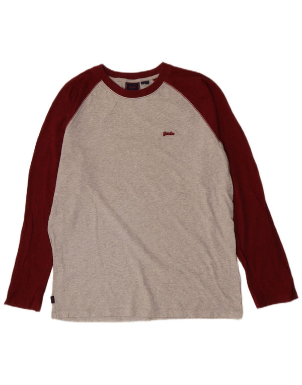 Superdry Boys Top μακρυμάνικο 15-16 ετών XL Γκρι βαμβακερό χρώμα
