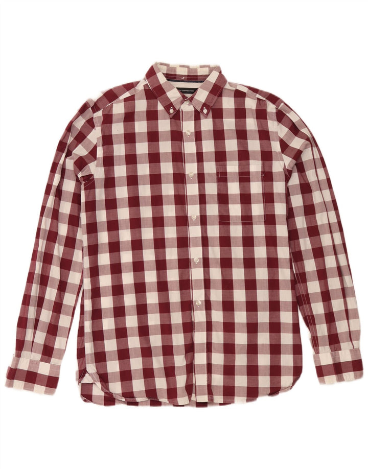 Ανδρικό πουκάμισο French Connection Μεσαίο Βουργουνδί Gingham Cotton