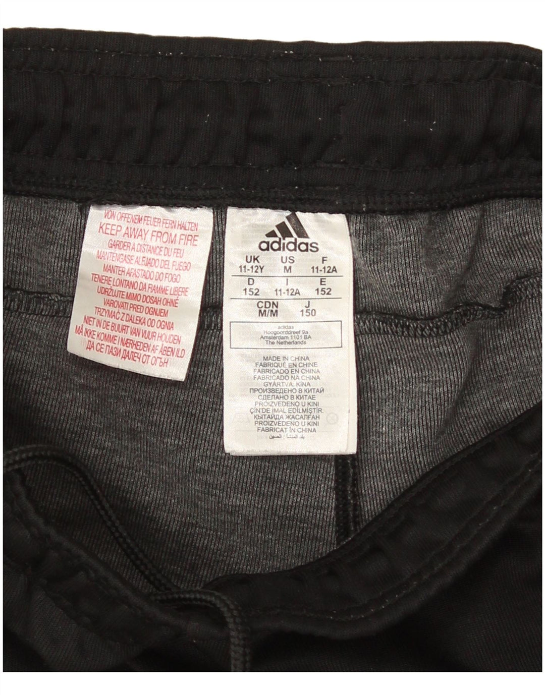Adidas Boys Tracksuit Trousers Joggers 11-12 Years Black Polyester