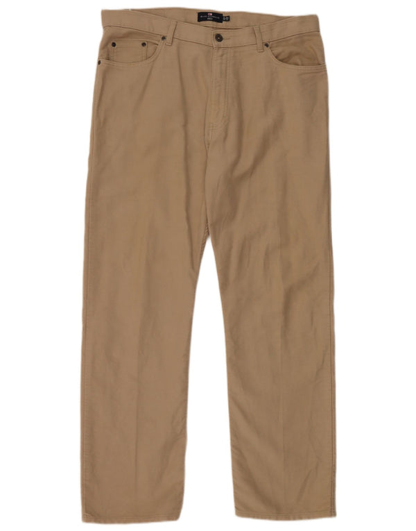 Marks & Spencer Mens Blue Harbour Straight Casual Παντελόνι W36 L31 Beige