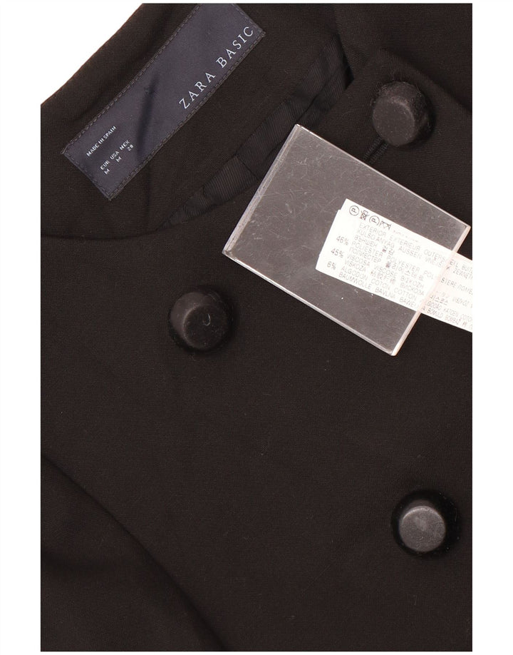 Zara Γυναικείο Παλτό με διπλό στήθος UK 12 Medium Black Polyester