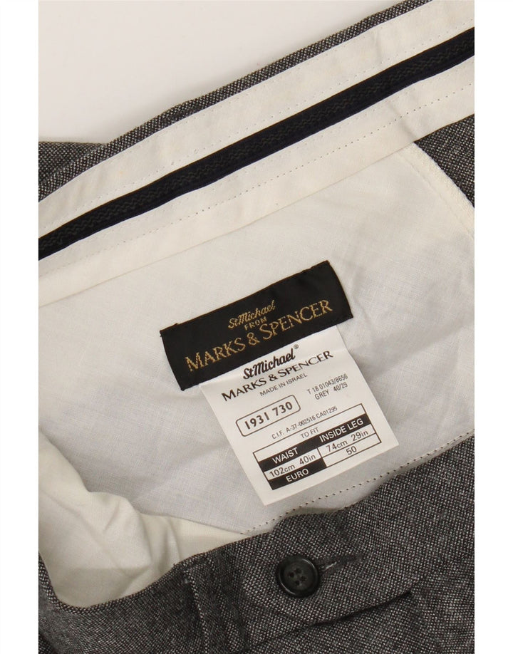 Marks & Spencer Ανδρικό παντελόνι ίσιο κοστούμι St. Michael W40 L29 Γκρι μαλλί