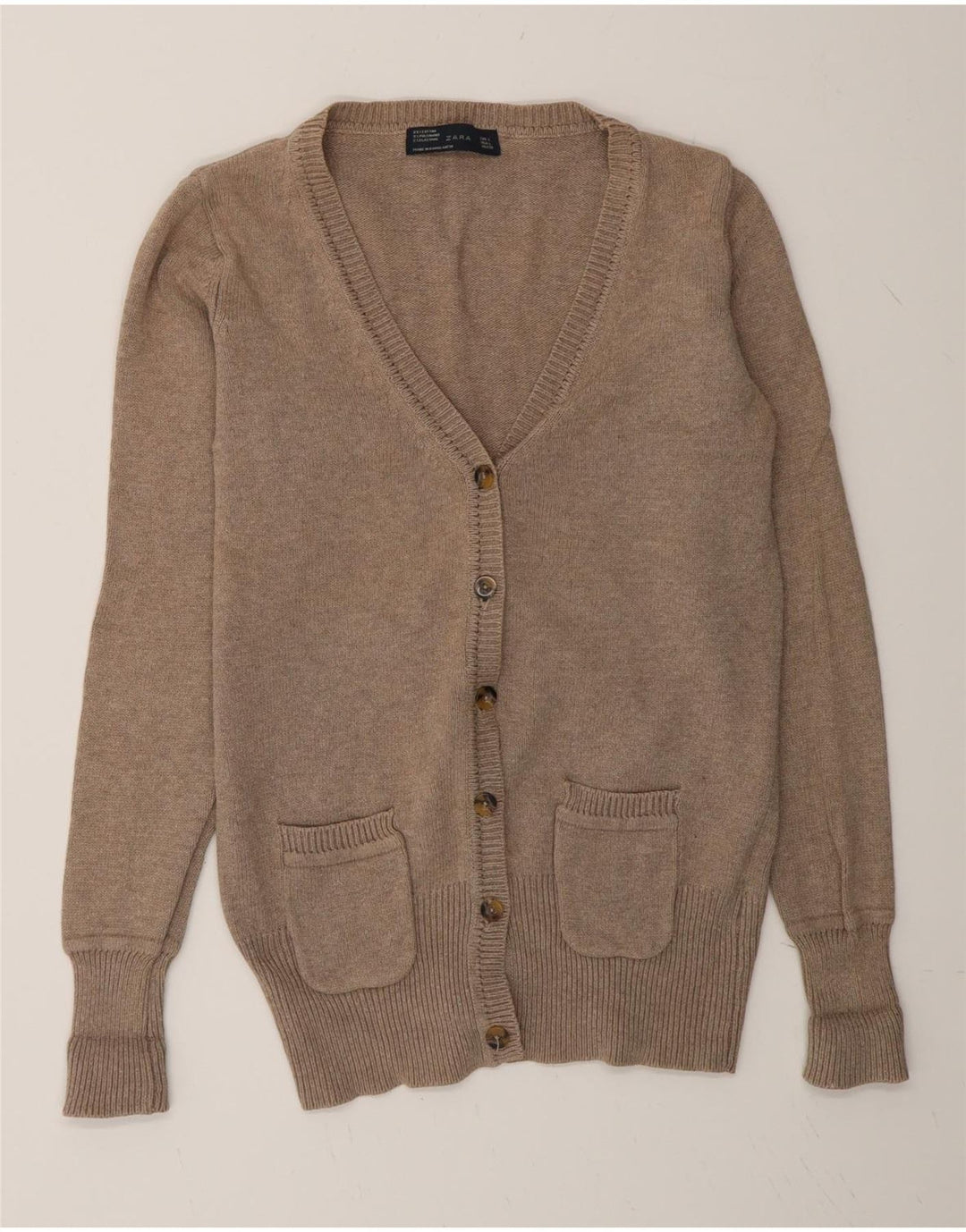 Zara Γυναικεία Ζακέτα UK 16 Large Grey Cotton