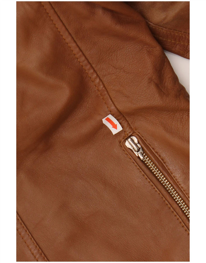 Vintage Ανδρικό Δερμάτινο Biker Jacket UK 40 Large Brown Δερμάτινο