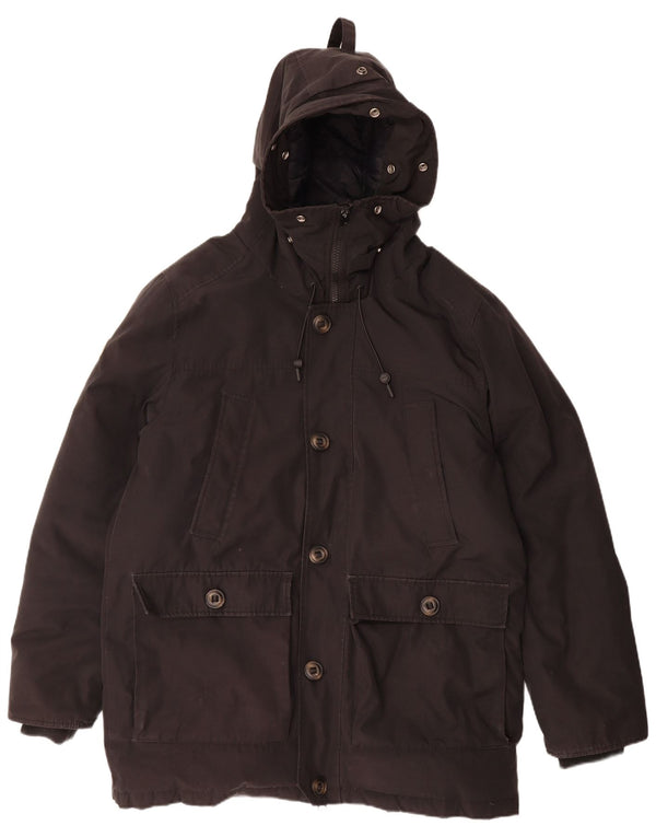 Superdry Ανδρικό παλτό με κουκούλα UK 44 2XL Μαύρο Πολυεστέρας