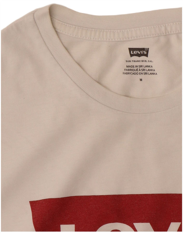 LEVI'S Womens Graphic T-Shirt Top UK 14 Medium White Cotton