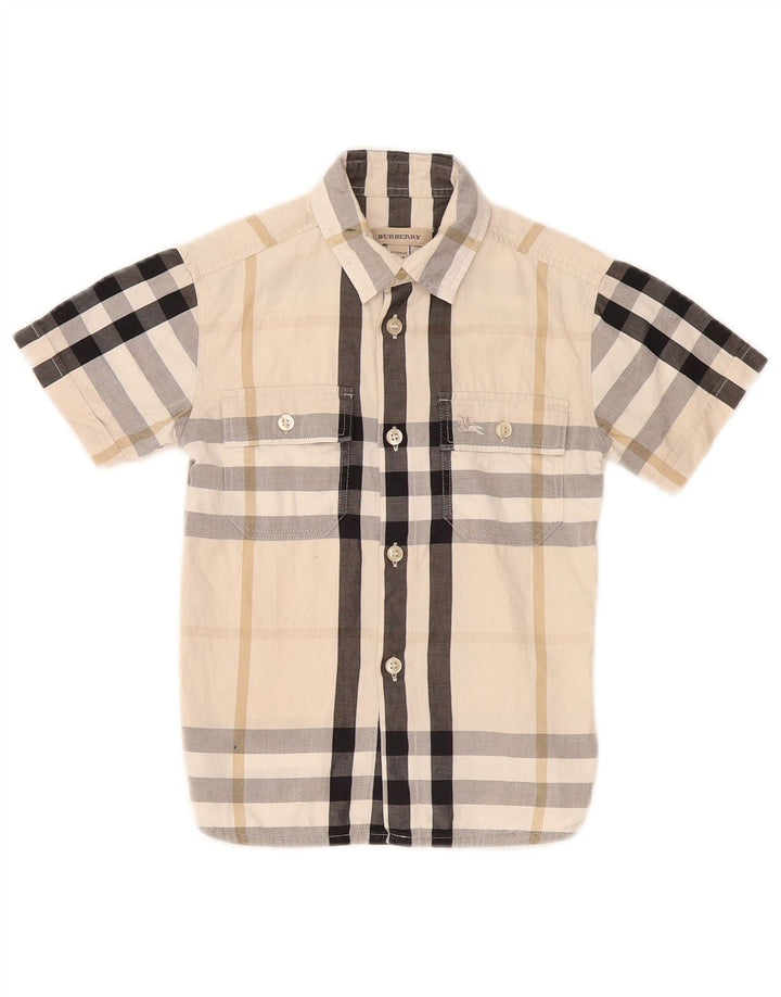 Burberry Boys κοντομάνικο πουκάμισο 3-4 ετών μπεζ καρό