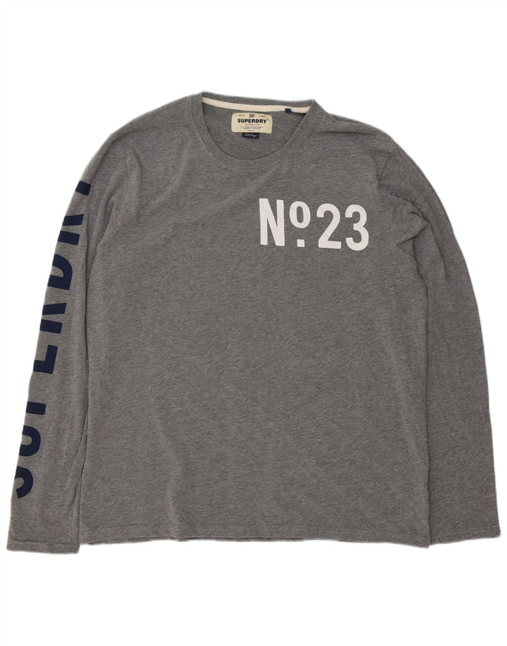 Superdry Ανδρικό γραφικό τοπ μακρυμάνικο 3XL γκρι βαμβακερό