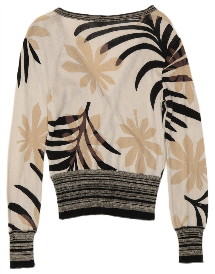 Γυναικείο πουλόβερ ICEBERG Cardigan UK 6 XS Off White Floral βαμβακερό