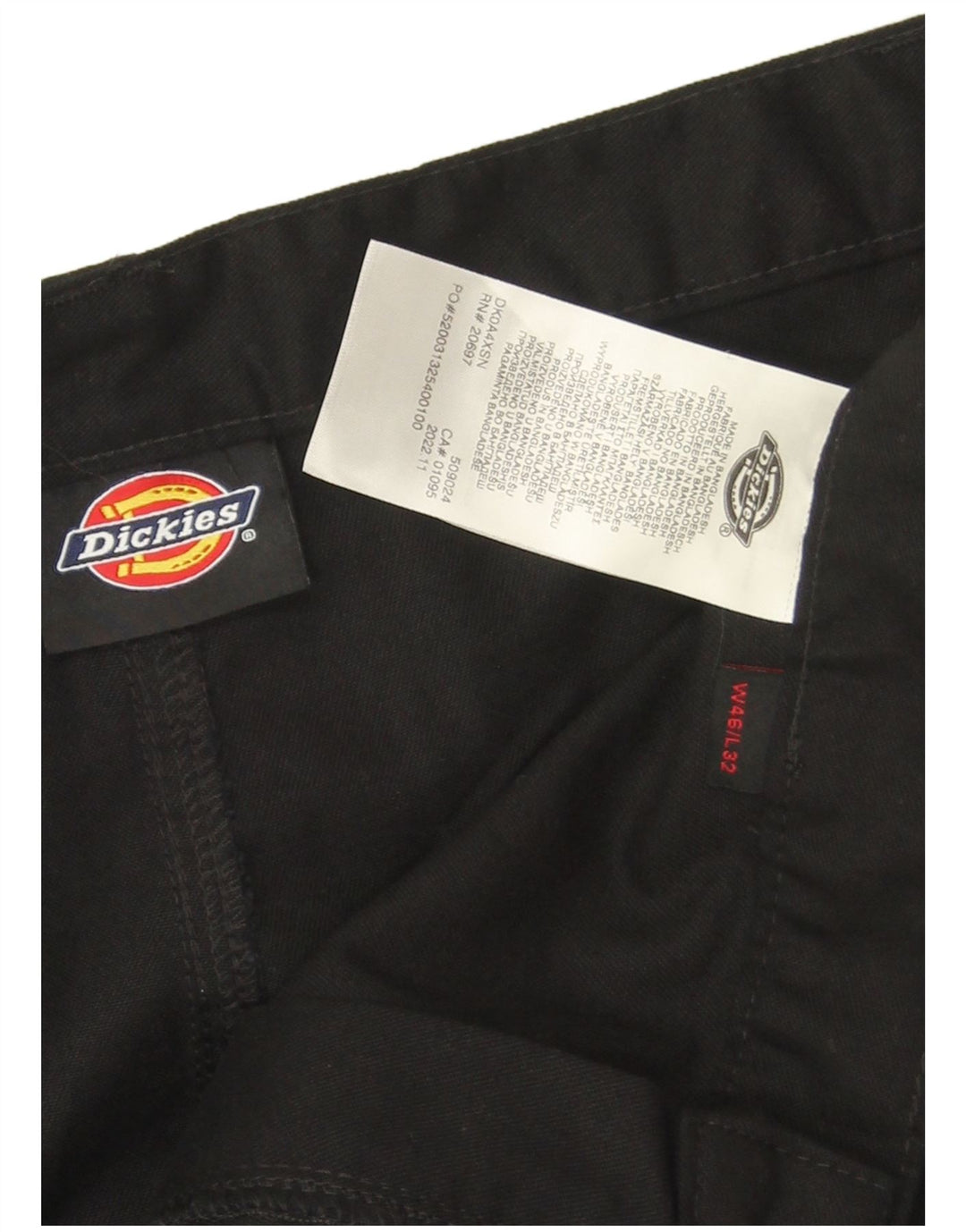 Ανδρικό ίσιο παντελόνι Cargo Dickies W46 L30 Μαύρο πολυεστέρα