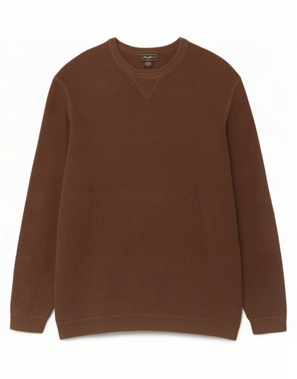 Eddie Bauer Ανδρικό πουλόβερ με λαιμόκοψη 3XL καφέ βαμβακερό