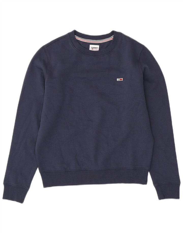 TOMMY HILFIGER Γυναικείο φούτερ μεγάλου μεγέθους Jumper UK 6 XS Navy Blue Cotton
