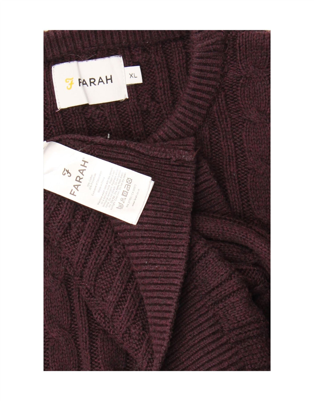 FARAH Mens Crew Neck Jumper Sweater XL Burgundy Cotton
