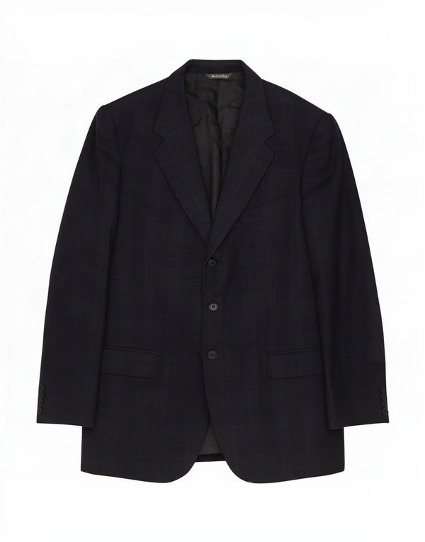 Paul & Shark Mens Yachting Jacket 3 Button Blazer IT 52 XL Navy Blue Check