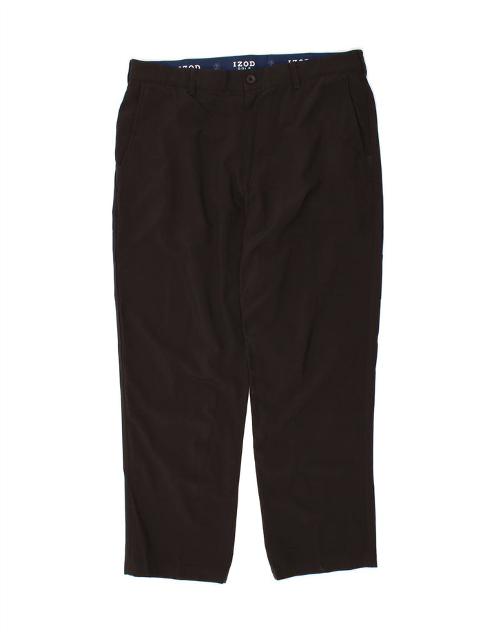 IZOD Mens Straight Chino Trousers W36 L29 Brown Polyester Vintage Izod and Second-Hand Izod from Messina Hembry 