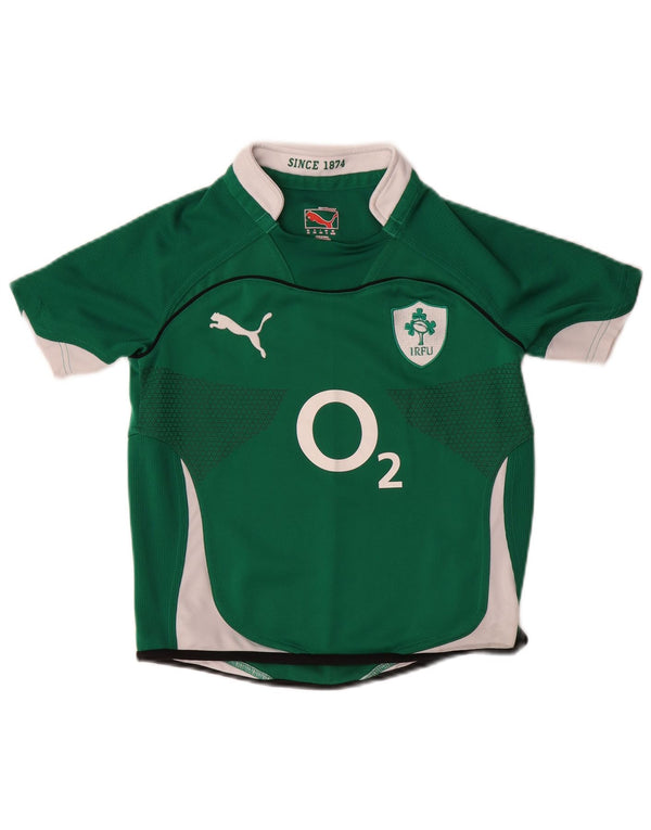 PUMA Boys IRFU Graphic T-shirt Top 9-10 Years Green Colourblock