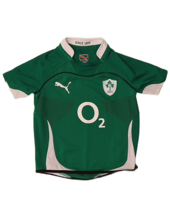 PUMA Boys IRFU Graphic T-shirt Top 9-10 Years Green Colourblock
