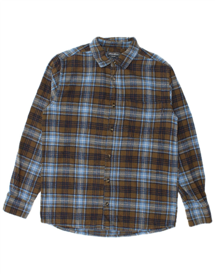 Eddie Bauer Ανδρικό Φανελένιο Πουκάμισο Μικρό Μπλε Καρό Βαμβακερό