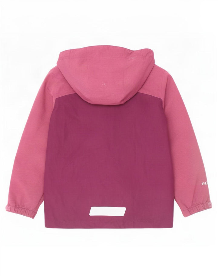 Berghaus Girls Hooded Rain Jacket 5-6 Years Maroon Colourblock Polyester