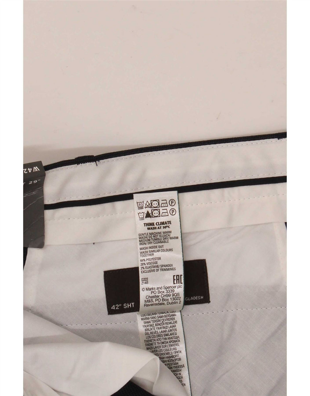 Ανδρικό παντελόνι Chino Marks & Spencer W42 L29 Navy Blue Polyester
