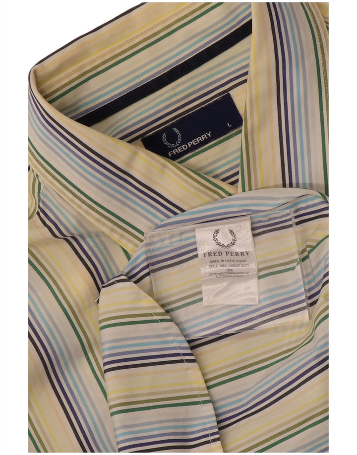 Fred Perry Ανδρικό πουκάμισο μεγάλο κίτρινο βαμβακερό ρίγες
