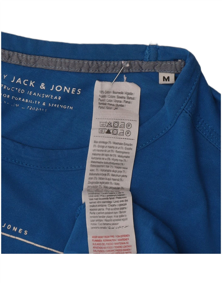 Jack & Jones Ανδρικό γραφικό T-Shirt Top από μεσαίο μπλε βαμβακερό