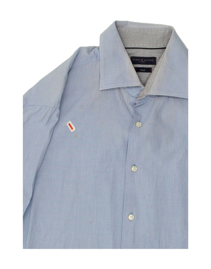 TOMMY HILFIGER Mens Fitted Shirt Size 41 16 Large Blue Check Cotton Vintage Tommy Hilfiger and Second-Hand Tommy Hilfiger from Messina Hembry 