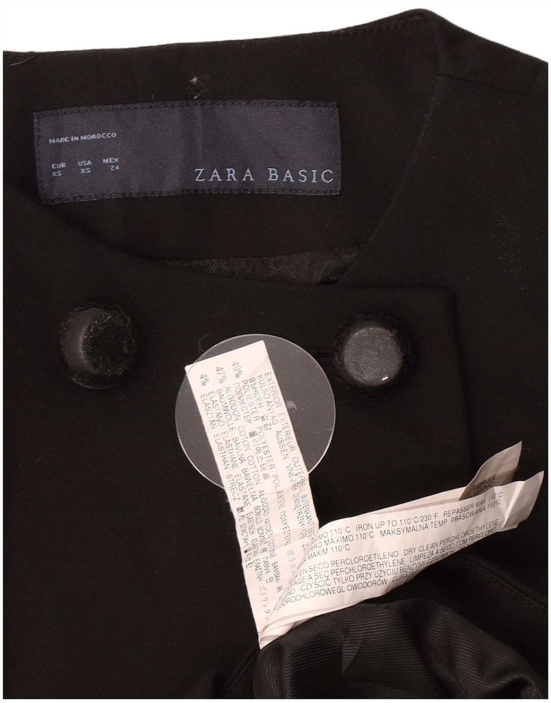 Zara Γυναικείο παλτό με διπλό στήθος UK 6 XS μαύρο πολυεστέρα