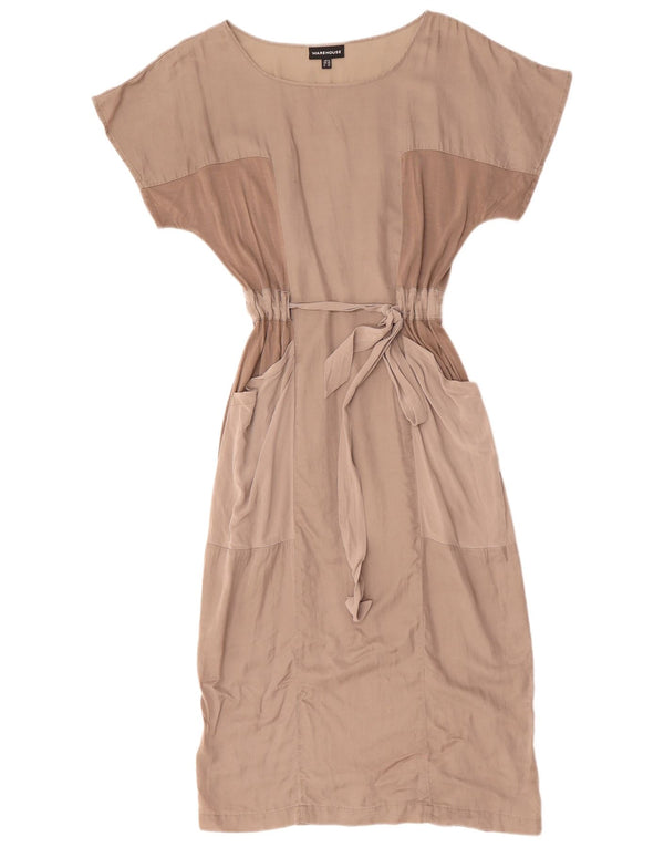 WAREHOUSE Γυναικείο μάξι φόρεμα UK 12 μεσαίου γκρι χρώματος βαμβακερό