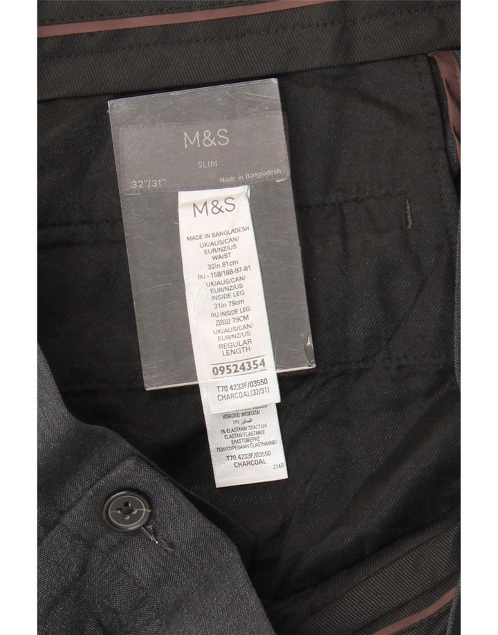 Marks & Spencer Ανδρικό Slim Suit Παντελόνι W32 L31 Γκρι Πολυεστέρας