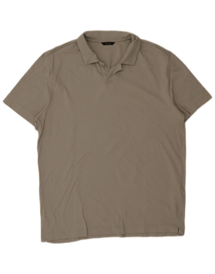 Ανδρικό μπλουζάκι πόλο Massimo Dutti XL Χακί βαμβακερό