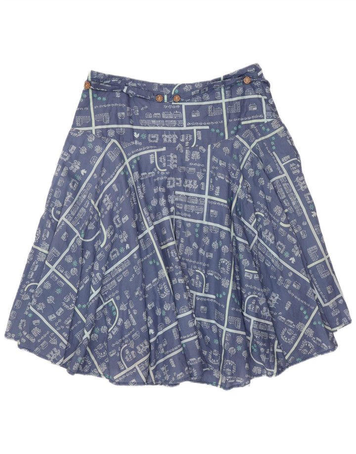 White Stuff Γυναικεία γραφική φούστα A-Line UK 12 Medium W30 Μπλε βαμβακερή