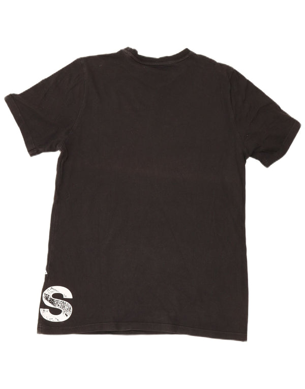 Adidas Boys Graphic T-Shirt Top 15-16 Years Black Cotton
