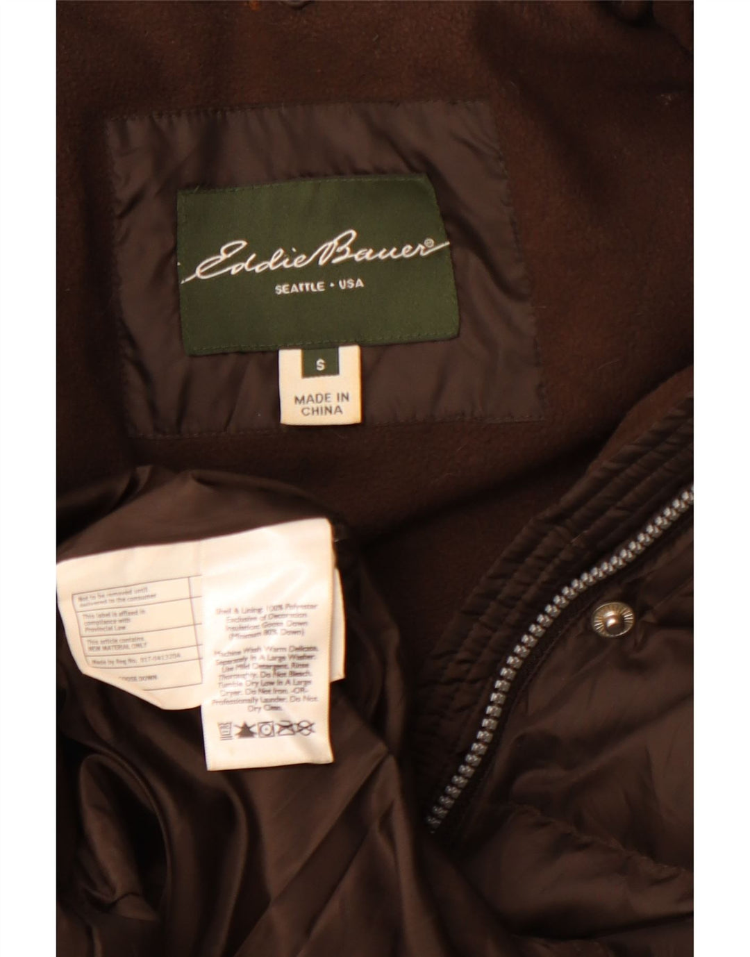 Eddie Bauer Γυναικείο Υπερμεγέθη Παλτό UK 10 Μικρό καφέ Πολυεστέρας