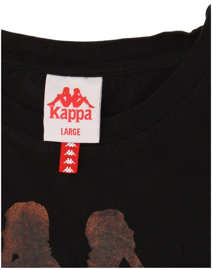 Kappa Γυναικείο Crop Graphic T-Shirt Top UK 16 Large Black