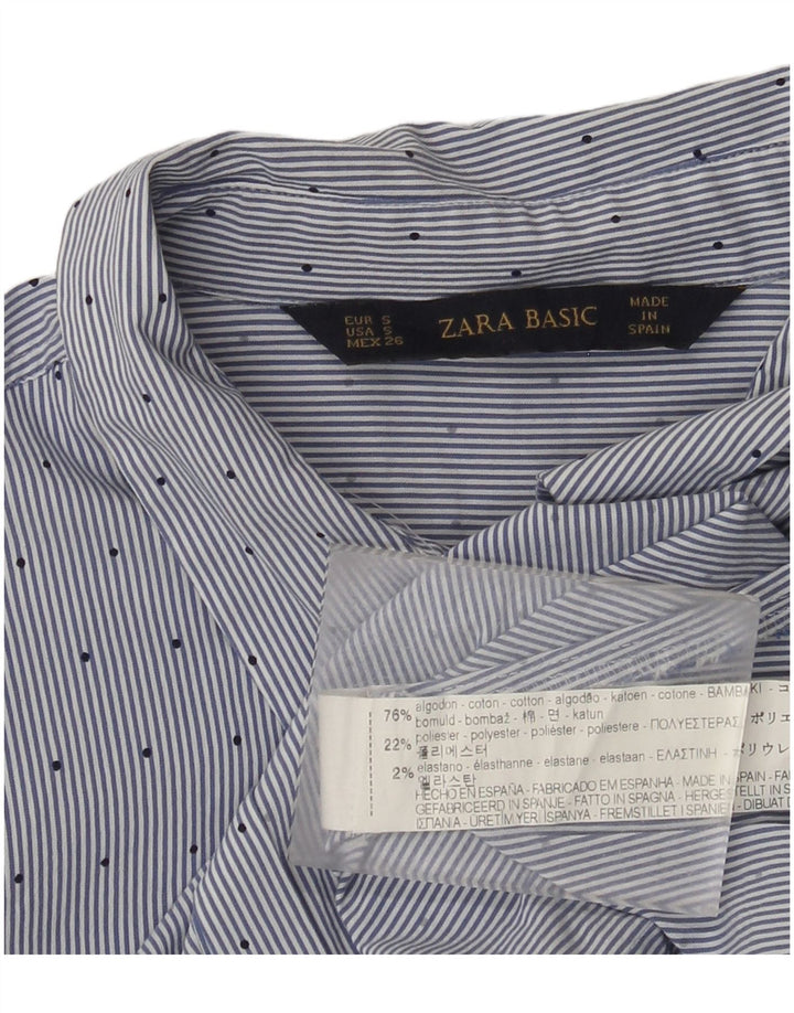 Zara Γυναικείο πουκάμισο UK 8 Small Blue Pinstripe Βαμβακερό