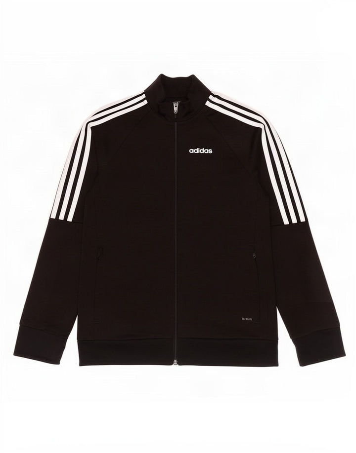 Adidas Boys Climalite Tracksuit Top Jacket 9-10 Years Black Polyester