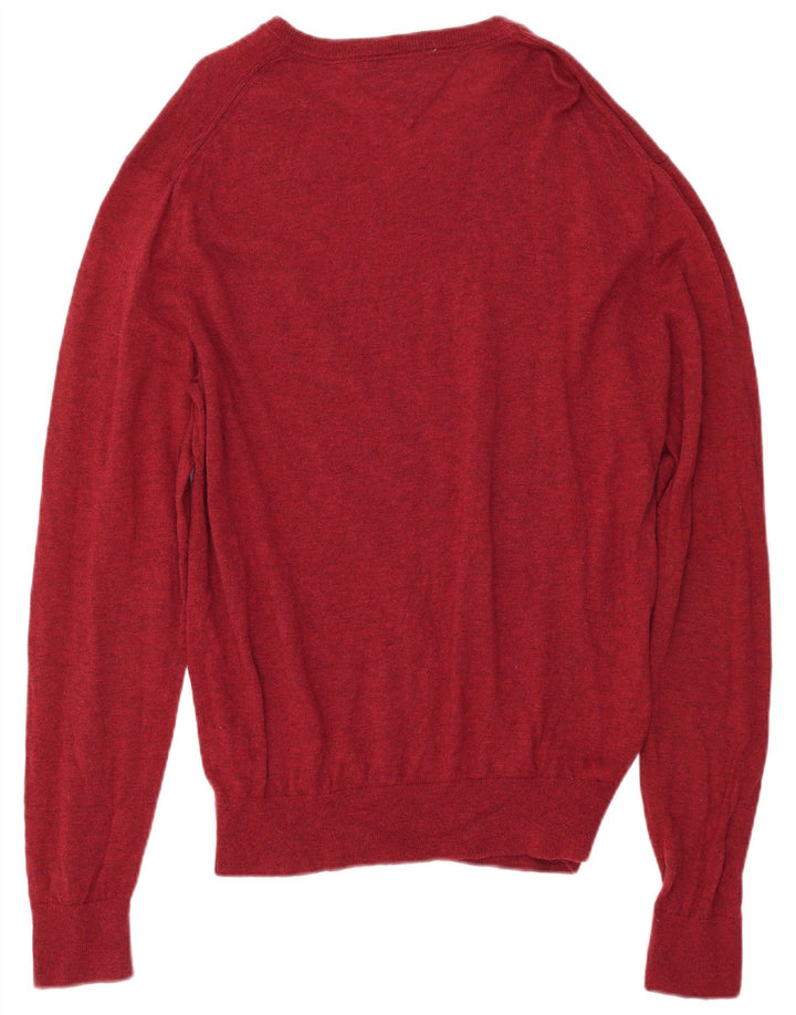 TOMMY HILFIGER Ανδρικό πουλόβερ με λαιμόκοψη 2XL κόκκινο μαλλί